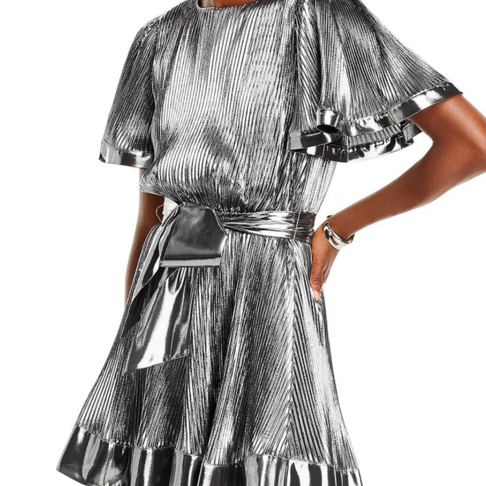 Milly Women’s Silver Pleated Mini Dress